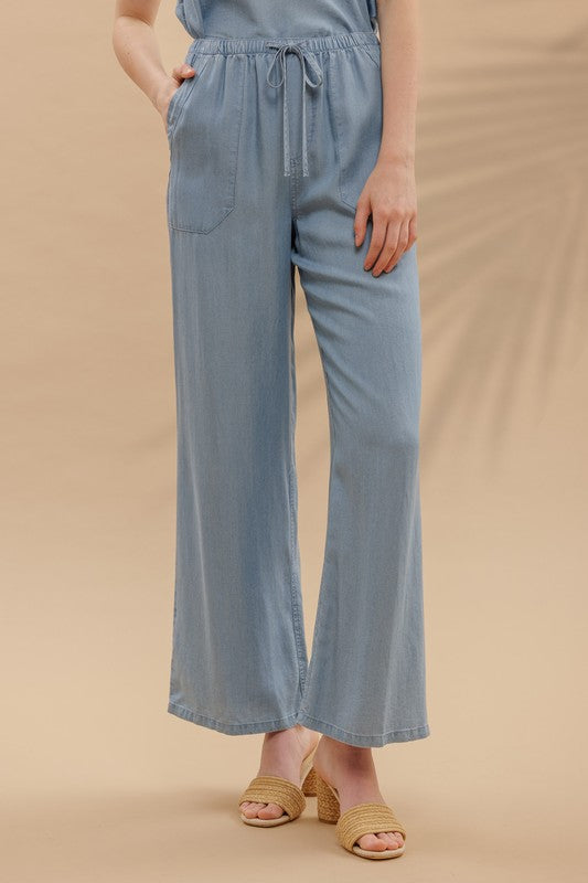 Sloane Chambray Wide Leg Pants