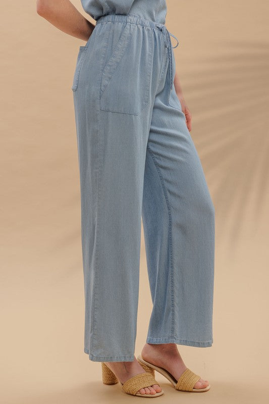 Sloane Chambray Wide Leg Pants